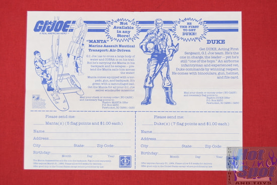 1983 MANTA / Duke Mail Away Insert