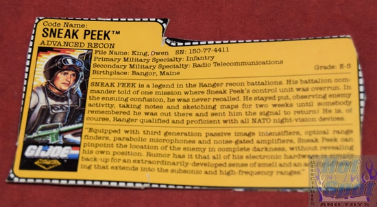 1988 Sneak Peel File Card