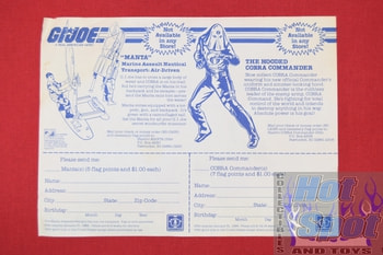 1983 MANTA / Hooded Cobra Commander Mail-In Offer Insert