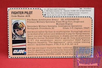 1983 Fighter Pilot ACE File Card